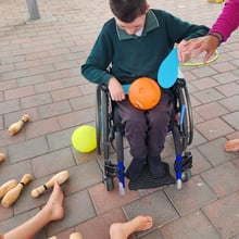 Using footprints and a chime ball as a drum