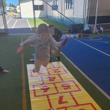 Having fun with hopscotch 